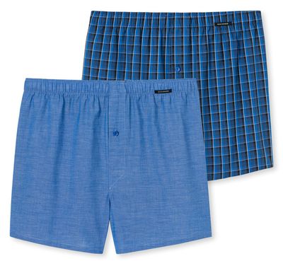 Schiesser Boxers met ruit blauw 2-pack