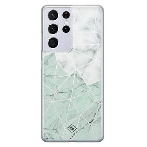 Samsung Galaxy S21 Ultra siliconen telefoonhoesje - Marmer mint mix