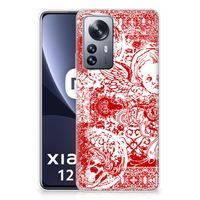 Silicone Back Case Xiaomi 12 Pro Angel Skull Rood