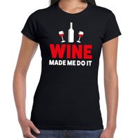 Wine made me do it drank fun t-shirt zwart voor dames - thumbnail