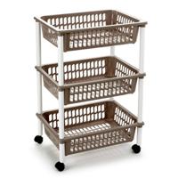 keukentrolley/badkamer - op wieltjes - 3-laags - taupe - kunststof - 40 x 30 x 61,5 Cm keukentrolley/badkamer - op wieltjes - 3-laags - taupe - kunststof - 40 x 30 x 61,5 Cm