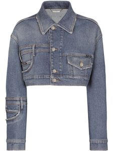 Dolce & Gabbana veste crop en jean patchwork - Bleu