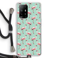 Flamingoprint groen: Oppo A95 5G Transparant Hoesje met koord