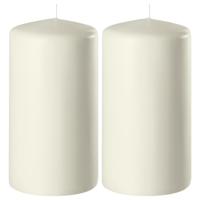 Enlightening Candles Cilinder/stompkaars - 2x - ivoor wit - D6 x H8 cm - 27 branduur