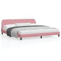Bedframe met hoofdeinde fluweel roze 200x200 cm