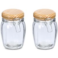 Voorraadpotten/bewaarpotten - 2x - 820 ml - glas - met beugelsluiting - D11 x H16 cm