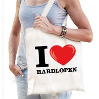 Katoenen tasje I love hardlopen wit voor dames en heren - thumbnail