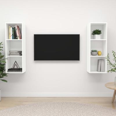 Tv-wandmeubelen 2 st spaanplaat wit