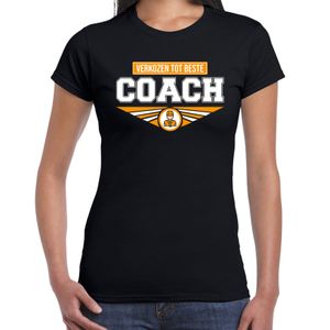 Verkozen tot beste coach t-shirt zwart dames - Cadeau shirt 2XL  -