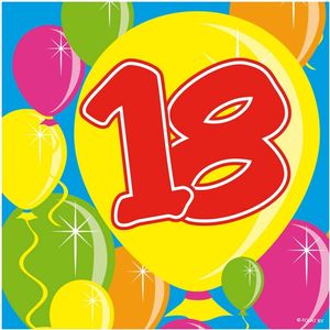 40x Achttien/18 jaar feest servetten Balloons 25 x 25 cm verjaardag/jubileum - Feestservetten