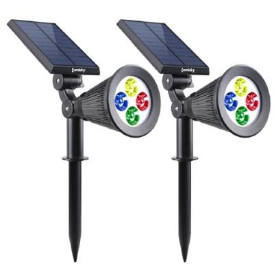 LUMISKY Set van 2 waterdichte buitenlampen voor zonne-energie - 4 gekleurde LED's - 200 Lm - Zwenkkop op 90 ° C