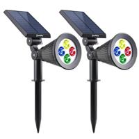 LUMISKY Set van 2 waterdichte buitenlampen voor zonne-energie - 4 gekleurde LED's - 200 Lm - Zwenkkop op 90 ° C