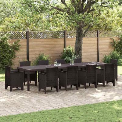 Tuintafel 350x100x73 cm poly rattan bruin