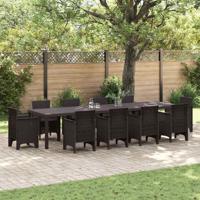Tuintafel 350x100x73 cm poly rattan bruin