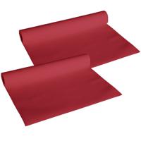 Cosy & Trendy Tafelloper - 2x - papier - bordeaux rood - 480 x 40 cm - thumbnail