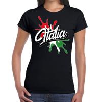 Landen t-shirt - Italia - Italie - spetter print - zwart - voor dames - supporters kleding