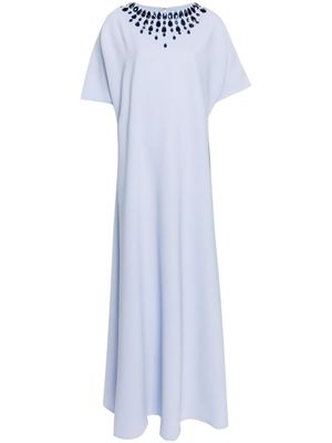 JEAN-LOUIS SABAJI robe longue à ornements en cristal - Bleu