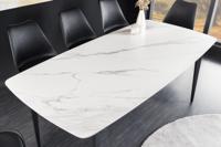 Eettafel MILANO 180 cm wit marmer keramiek zwart metalen frame - 44766