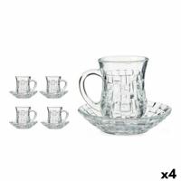 Set van Kopje met Schotel 125 ml Transparant Glas (12 x 9 x 12 cm) (4 Stuks)