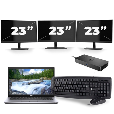 Dell Latitude 5411 - Intel Core i7-10e Generatie - 14 inch - 16GB RAM - 256GB SSD - Windows 11 + 3x 23 inch Monitor