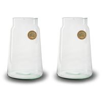 Set van 2x stuks bloemenvazen - Eco glas transparant - H30 x D19 cm