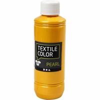 Creativ Company Textielkleur, parelmoer, geel, 250 ml/ 1 fles