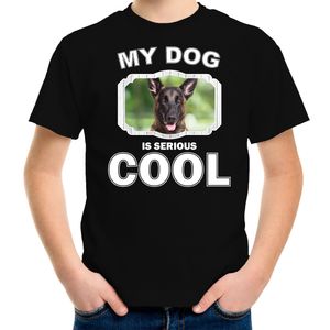 Honden liefhebber shirt Mechelse herder my dog is serious cool zwart voor kinderen