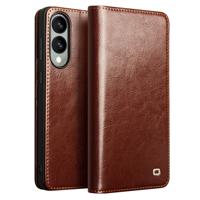 Qialino Samsung Galaxy S25 Edge hoesje - Leren bookcase - Bruin