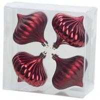 Cosy & Trendy Kerstballen - 4 stuks - rood - tol - 10 cm - kunststof Cosy & Trendy Kerstballen - 4 stuks - rood - tol - 10 cm - kunststof
