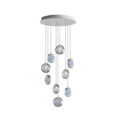 Bomma Lens 9 pcs Hanglamp - 5x Blauw 4x Helder glas Bomma Lens 9 pcs Hanglamp - 5x Blauw 4x Helder glas