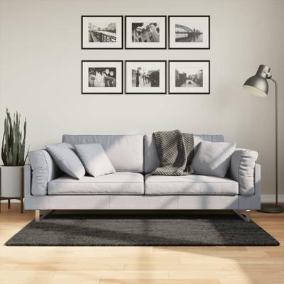 VidaXL Vloerkleed istan hoogpolig glanzend 80x150 cm antracietkleurig