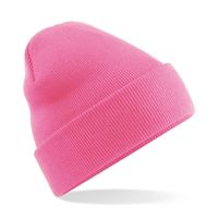 Basic dames/heren beanie wintermuts 100% soft Acryl in kleur oud roze One size  -