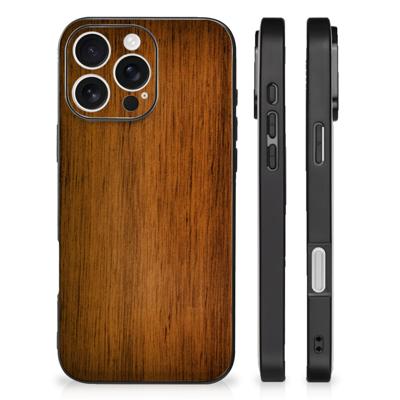 iPhone 16 Pro Houten Print Telefoonhoesje Donker Hout