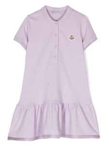 Moncler Enfant robe en coton à patch logo - Violet