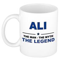 Ali cadeau mok - man myth legend - naam koffiemok / beker - wit en blauw - 300 ml
