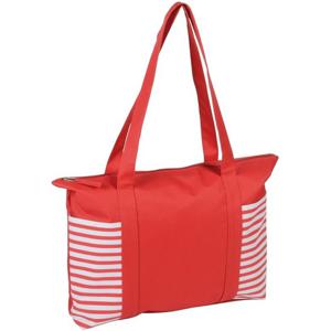 Strandtas met streepmotief - rood/wit - 44 x 31 cm - Strandartikelen beach bags