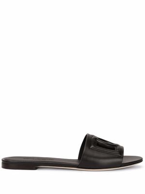 Dolce & Gabbana sandales en cuir à logo DG - Noir