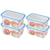 Hega Hogar Kiev voorraadbakjes - 4x - 2 en 2,5 liter - transparant blauw - plastic kunststof