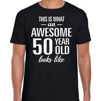 Awesome 50 year / 50 jaar cadeau t-shirt zwart heren - thumbnail