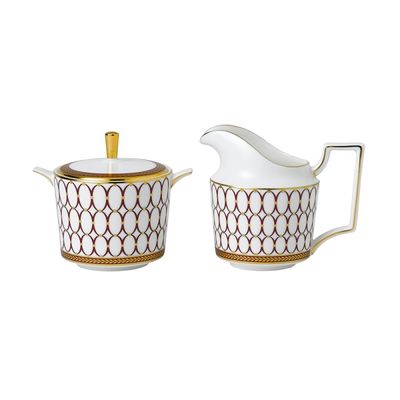 WEDGWOOD - Renaissance Red - Suikerpot & Melkkan