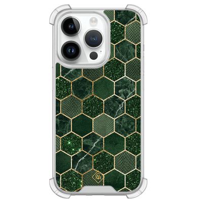 iPhone 14 Pro siliconen shockproof hoesje - Kubus groen