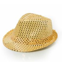 Trilby hoed met pailletten - goud - glitter - Verkleedhoofddeksels - thumbnail