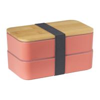 Lunchbox dubbel - roze - 9.5x18.5x10.5 cm