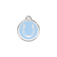 Horse Shoe Light Blue roestvrijstalen hondenpenning small/klein dia. 2 cm - Reddingo