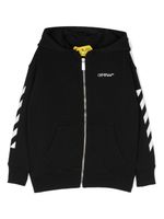 Off-White Kids hoodie zippé à logo imprimé - Noir