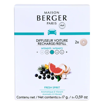 Maison Berger Navulling - voor autoparfum - Fresh Spirit - 2 stuks