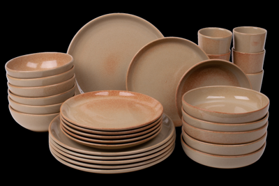 30 delige serviesset - 6 persoons - Maia - zandkleurig - Portugees stoneware