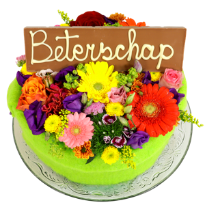 Bloementaart bont met beterschap reep