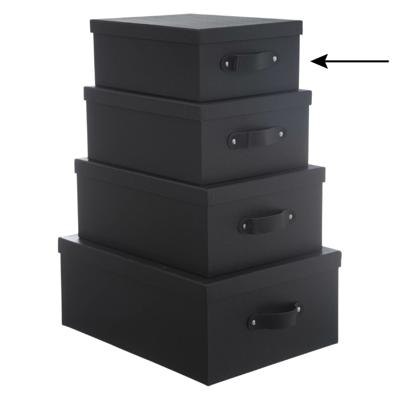 5Five Opbergdoos/box - 3x - zwart - L28 x B22 x H11 cm - Stevig karton - Industrialbox