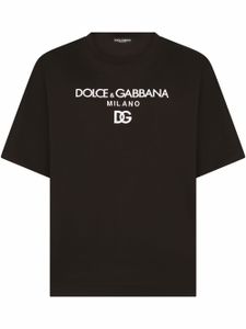 Dolce & Gabbana t-shirt en coton à logo brodé - Noir